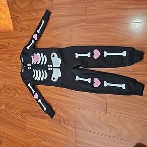 Derek ❤️ heart Kids Zip Up Skeleton Costume Sz 4/6 Boys or Girls NWT